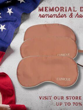 3 x Clinique Plush Pink Stain White Trim Eye Mask Sleep Eyemask Silky
